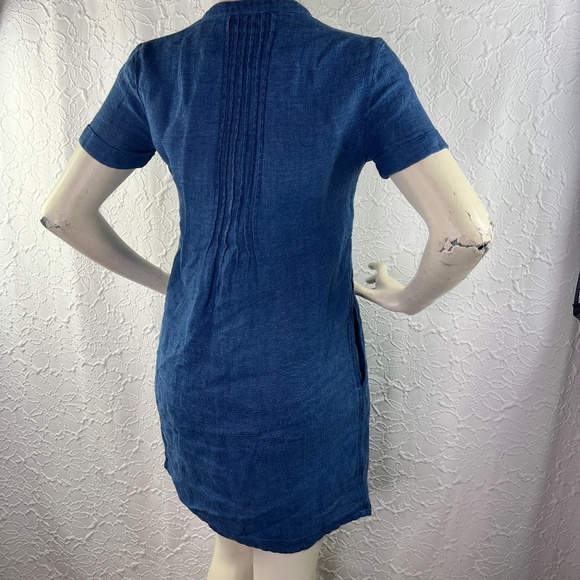 Faherty linen Blue Basketweave Hana dress - Picture 6 of 11